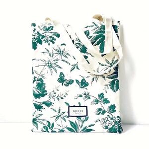Gucci Cream and Green Floral Tote